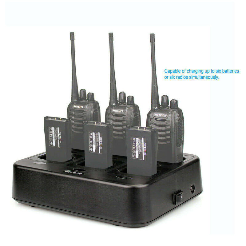Multi-unit charger for radio batteries and chargers compatible with Baofeng T1, UV5, S9, UV-82, and T99 radios