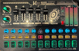 Portable live mixer UK with adjustable controls for volume and effects in a professional setup
