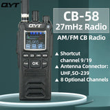 QYT CB-58 Walkie Talkie 27MHz AM/FM CB Ham Radio Transceiver Handheld 4W 4100mAh