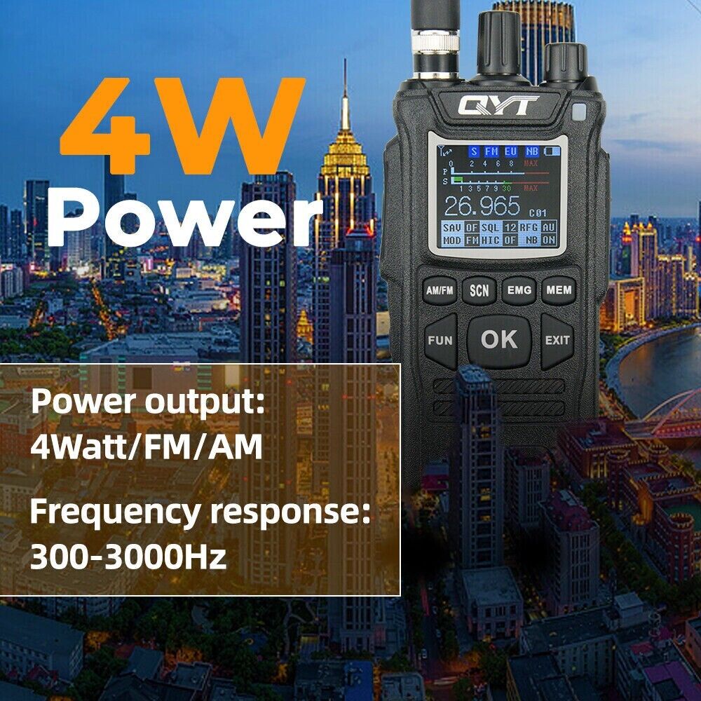 QYT CB-58 Walkie Talkie 27MHz AM/FM CB Ham Radio Transceiver Handheld 4W 4100mAh