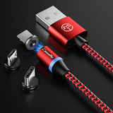 UK 3 in 1 LED Magnetic Fast Charging USB Cable - Type-USB C, Micro USB, iPhone