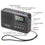 T-6621 digital radio receiver by Shenzhen Yasu Technology with FM antenna, TF card slot, and playback controls