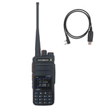 AnySecu UVF9 Plus walkie talkie with antenna and USB charging cable for reliable communication