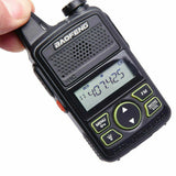 Baofeng walkie talkie handheld radio communication device with LCD screen and control buttons