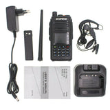 Baofeng DM-1702 DMR radio with charger, antenna, earpiece, USB cable, and user manual included