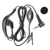 Baofeng UV-3R headset replacement with ear hook, inline microphone, and clip for two-way radios