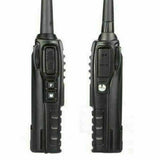 Baofeng UV-82 dual band two-way radio showing side views with buttons and antenna