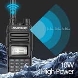Baofeng UV15R handheld radio with 10W high power and communication range up to 10 km in outdoor settings