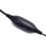 Close up of black inline push-to-talk button for Baofeng UV9r earpiece headset cable