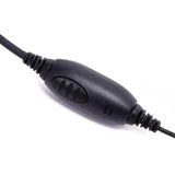 Close up of black inline push-to-talk button for Baofeng UV9r earpiece headset cable