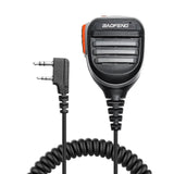Baofeng water resistant speaker mic with coiled cable for clear communication in outdoor environments
