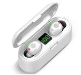 OEM Bluetooth 5.0 wireless headphones in a sleek charging case with LED battery display