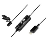 BOYA BY-DM1 Lightning mic with clip-on lavalier microphone and lightning connector for clear audio recording