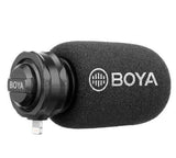 BOYA BY-DM200 microphone for iPhone with black foam windscreen and lightning connector