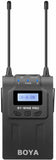 BOYA RX8 Pro wireless receiver with dual antennas and clear audio monitoring options