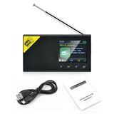 DAB digital radio portable with a sleek design, USB cable, and retractable antenna for clear reception