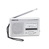 DEKKO portable AM FM radio in slim design with extended antenna for clear reception