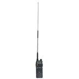 Diamond RH-901S antenna UK mounted on black ham radio transceiver with long whip antenna