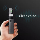 32GB digital voice recorder held in hand featuring clear voice playback and intuitive design