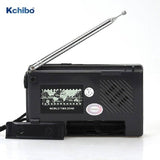KK-909B shortwave radio UK portable black radio with retractable antenna and world time zone map