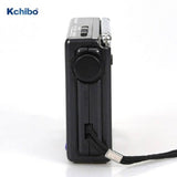 Side view of KK-909B shortwave radio UK showing tuning dial and wrist strap in black