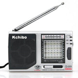 KCHIBO KK-9803 shortwave radio silver with telescopic antenna and tuning dials by Rugby Radios UK Limited