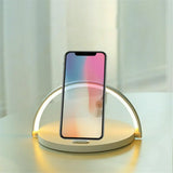 LED desk lamp with wireless charger featuring a sleek design and modern illumination for convenient phone charging
