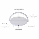 Modern LED desk lamp with wireless charger featuring touch switch and anti-skid pad