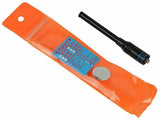 Nagoya NA-773 telescopic antenna with black compact design and orange carrying pouch