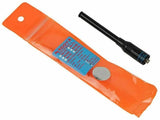 Nagoya NA-773 telescopic antenna with black compact design and orange carrying pouch
