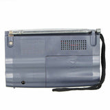 Indin portable AM FM pocket radio in grey with a telescopic antenna for clear reception