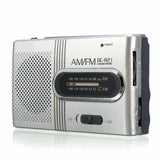 Indin portable AM FM pocket radio with sleek design and easy-to-read dial for clear tuning
