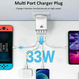 4 port USB wall charger UK white multi port charger plug with 33W high-speed charging for multiple devices