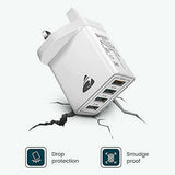 Unbranded 4 port USB wall charger UK with drop protection and smudge proof design in white