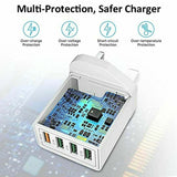 Unbranded 4 port USB wall charger UK with multi-protection features including over-charge and short-circuit protection