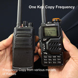 Quansheng UV-5R Plus radio UK shown with frequency copy feature and user interface