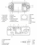 QYT KT-8900D amateur radio transceiver diagram with labeled knobs, display screen, connectors, and controls