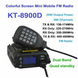 QYT KT-8900D amateur radio with colorful screen, dual band, quad standby, and 25W output power