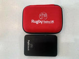 Red Rugby branded pouch and black hard drive for 2.5 inch external hard drive case storage