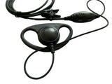 Black RFU assessor headset system D piece with earpiece and push-to-talk button for radio communication
