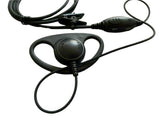 Black RFU assessor headset system D piece with earpiece and push-to-talk button for radio communication