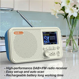 UK DAB digital radio rechargeable with easy auto scan and long battery life for portable audio enjoyment