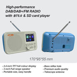 Compact Unbranded UK DAB digital radio rechargeable with 2.4 inch display and Bluetooth connectivity