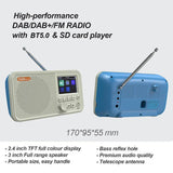Compact Unbranded UK DAB digital radio rechargeable with 2.4 inch display and Bluetooth connectivity