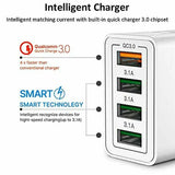 4 port USB wall charger UK with intelligent matching current and Qualcomm Quick Charge 3.0 technology