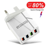 4 port USB wall charger UK with Quick Charge 3.0 technology for fast device charging