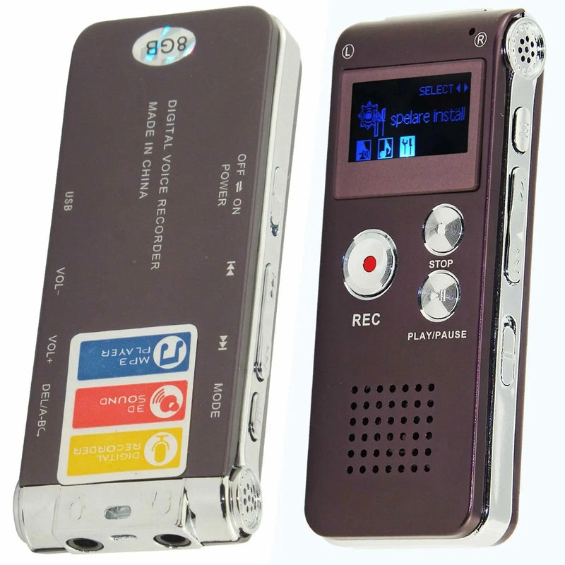 Compact digital voice memo recorders for interviews, sports commentary, and office recording with playback and volume controls