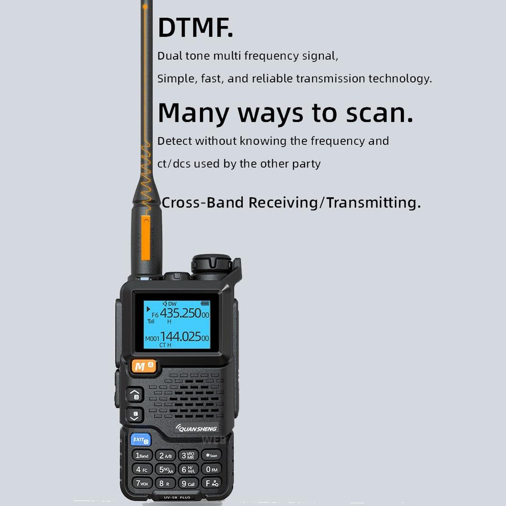 Quansheng UV-5R Plus radio UK with dual-tone signal and cross-band receiving features