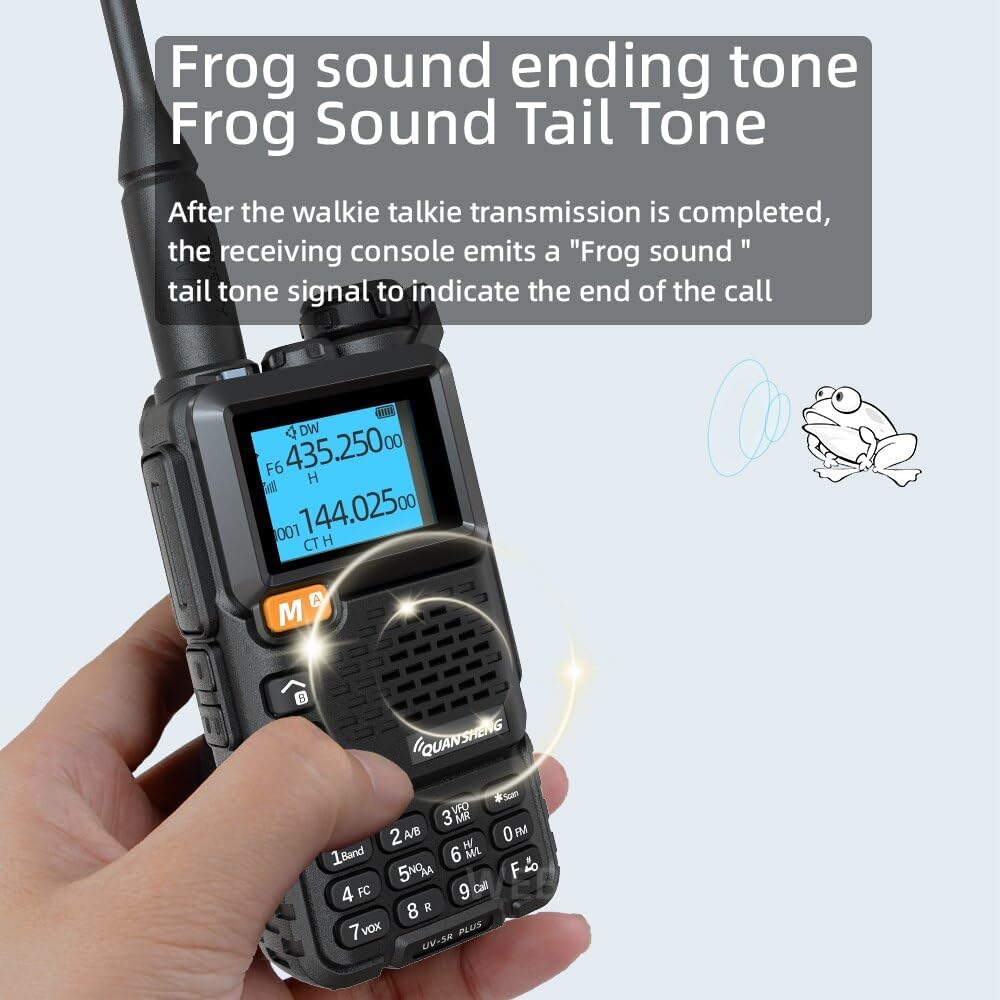 Quansheng UV-5R Plus radio UK showcasing the frog sound ending tone feature for clear communication