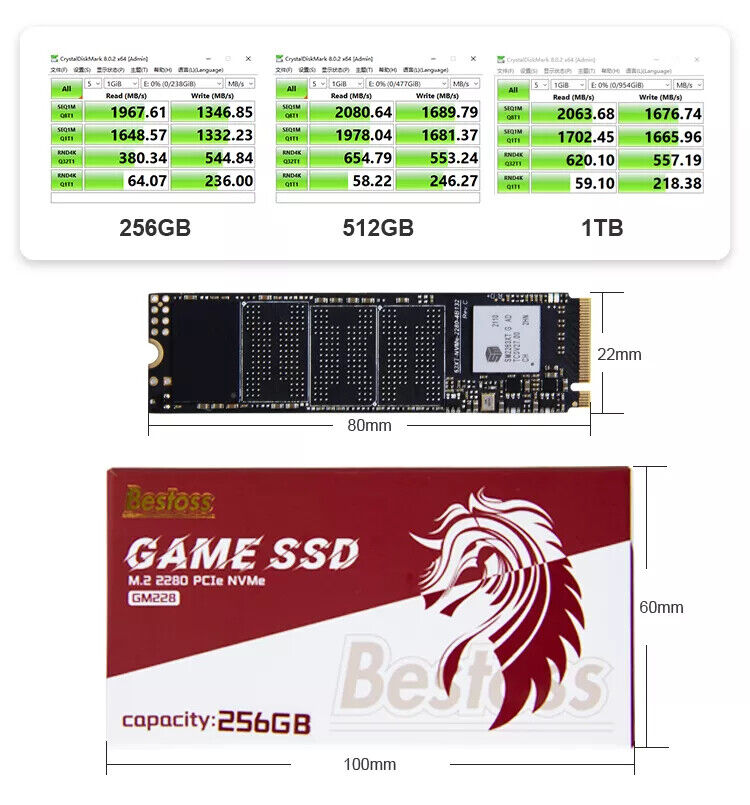 Bestoss (Seagate) SSD M.2 2280 PCIe 3.0 X4 NVMe Solid State Drive - 3YR Warranty
